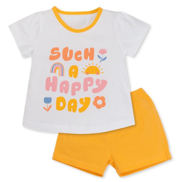 Bộ bé gái ngắn Animo Easy TX0325019 (1-4Y,Trắng-vàng,TT02)