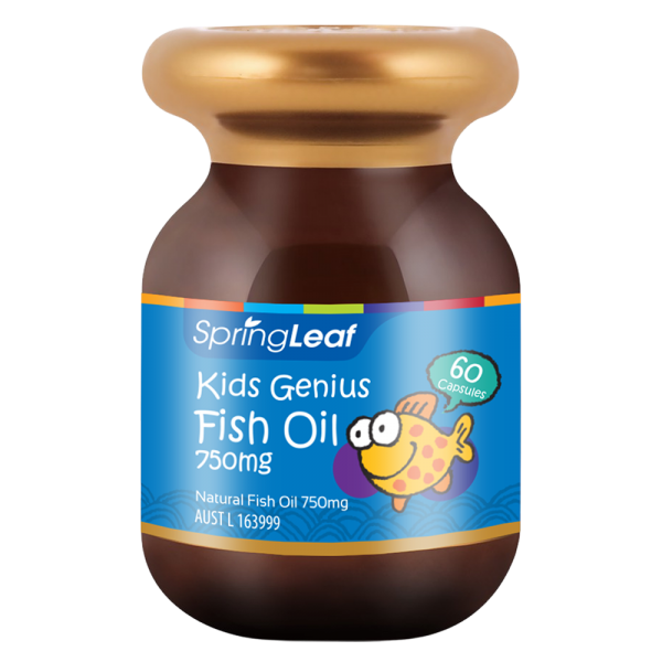 Thực Phẩm Bảo Vệ Sức Khỏe: SpringLeaf Dầu Cá Cho Bé Kids Genius Fish Oil 750mg 60 Viên