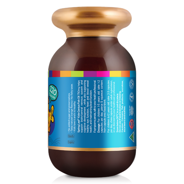 Thực Phẩm Bảo Vệ Sức Khỏe: SpringLeaf Dầu Cá Cho Bé Kids Genius Fish Oil 750mg 60 Viên