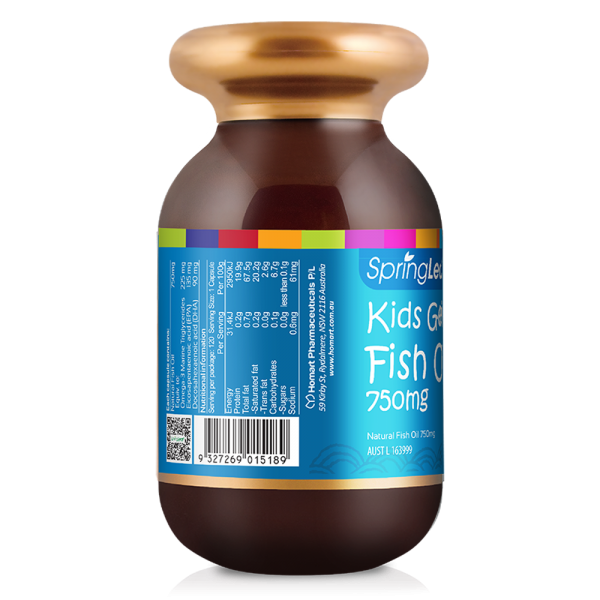 Thực Phẩm Bảo Vệ Sức Khỏe: SpringLeaf Dầu Cá Cho Bé Kids Genius Fish Oil 750mg 60 Viên