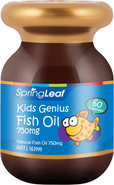 Thực Phẩm Bảo Vệ Sức Khỏe: SpringLeaf Dầu Cá Cho Bé Kids Genius Fish Oil 750mg 60 Viên