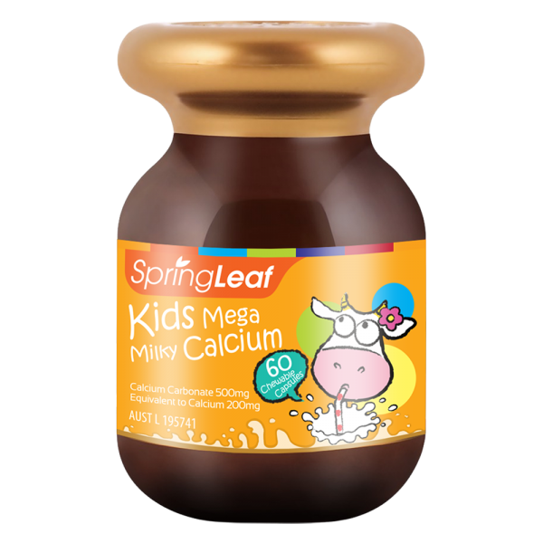 Thực Phẩm Bảo Vệ Sức Khỏe: SpringLeaf Hỗ Trợ Canxi Cho Bé Kids Mega Milky Calcium 60 Viên