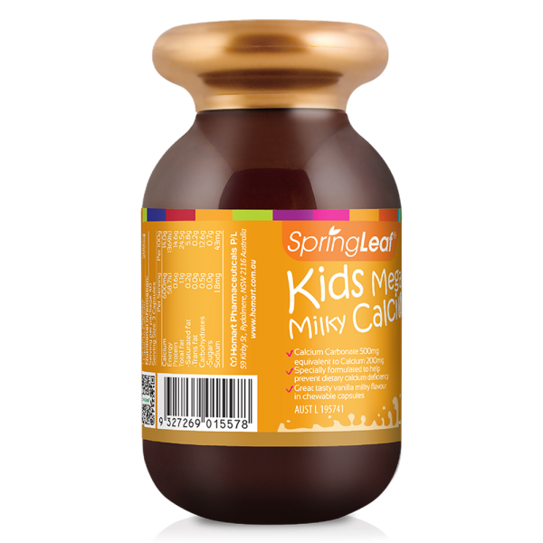 Thực Phẩm Bảo Vệ Sức Khỏe: SpringLeaf Hỗ Trợ Canxi Cho Bé Kids Mega Milky Calcium 60 Viên