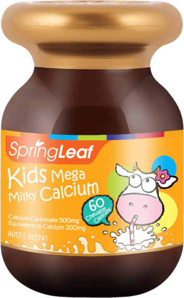 Thực Phẩm Bảo Vệ Sức Khỏe: SpringLeaf Hỗ Trợ Canxi Cho Bé Kids Mega Milky Calcium 60 Viên