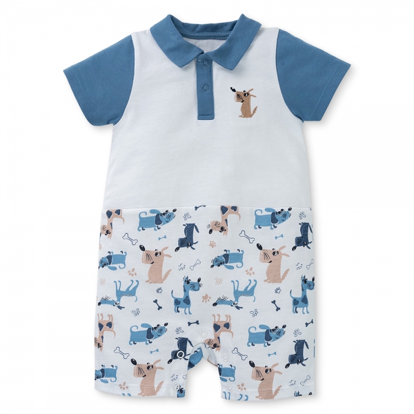 Bodysuit bé trai đùi Animo KK0325053-CC015 (0-12M,Trắng- Xanh,DD03)