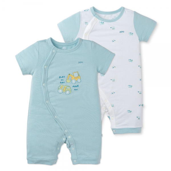 Set 2 Bodysuit modal kháng khuẩn đùi Animo VD0225021 (0-12M,Lá-trắng,TT06)