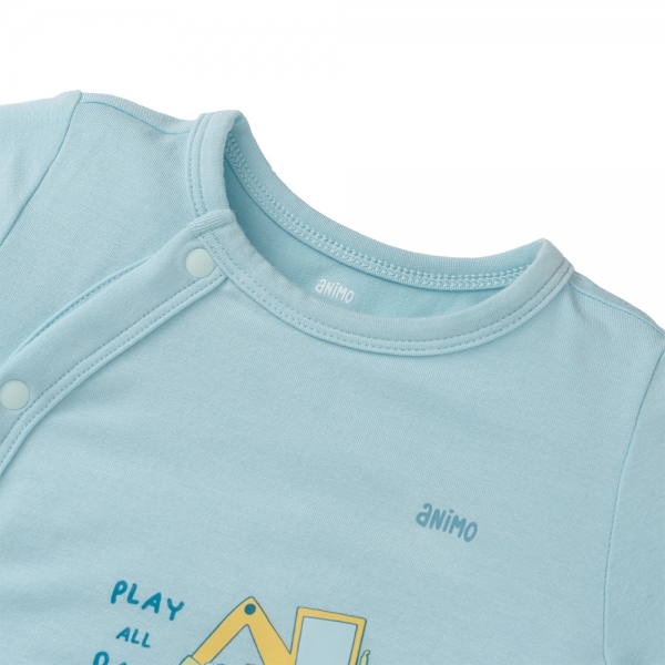 Set 2 Bodysuit modal kháng khuẩn đùi Animo VD0225021 (0-12M,Lá-trắng,TT06)