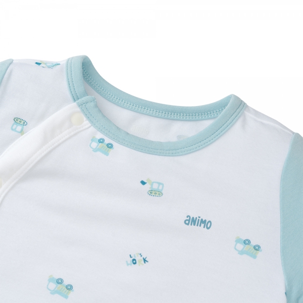 Set 2 Bodysuit modal kháng khuẩn đùi Animo VD0225021 (0-12M,Lá-trắng,TT06)