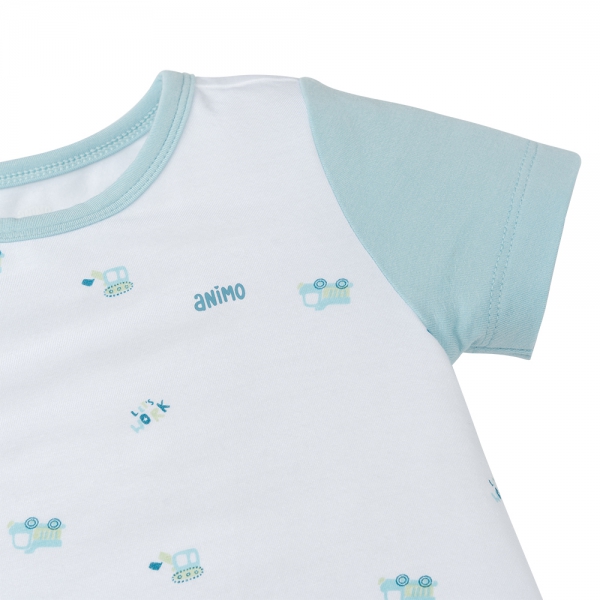 Set 2 Bodysuit modal kháng khuẩn đùi Animo VD0225021 (0-12M,Lá-trắng,TT06)