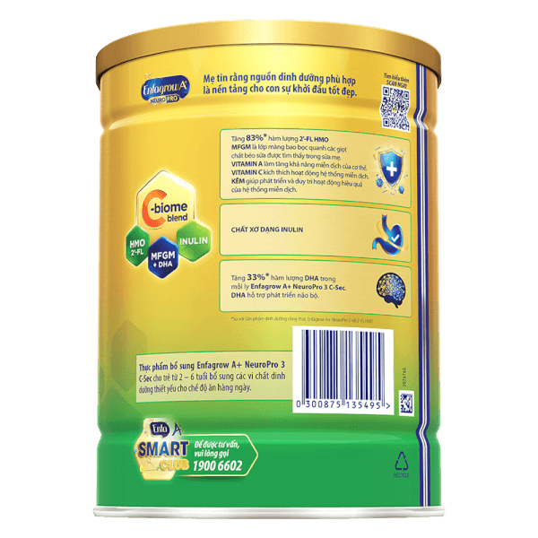 Combo 2 Sữa Enfagrow A+ NeuroPro 3 C-Sec 800g (2-6 tuổi)