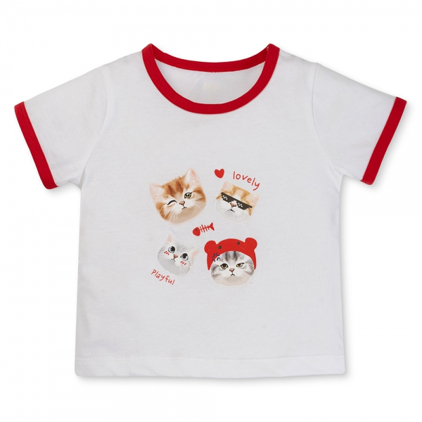 Bộ bé gái ngắn Animo Easy TX0325022 (1-4Y,Trắng-đỏ,TT02)