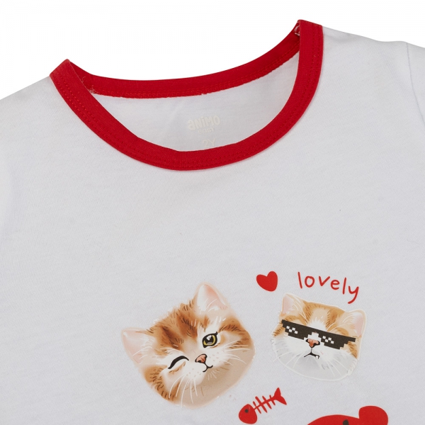 Bộ bé gái ngắn Animo Easy TX0325022 (1-4Y,Trắng-đỏ,TT02)