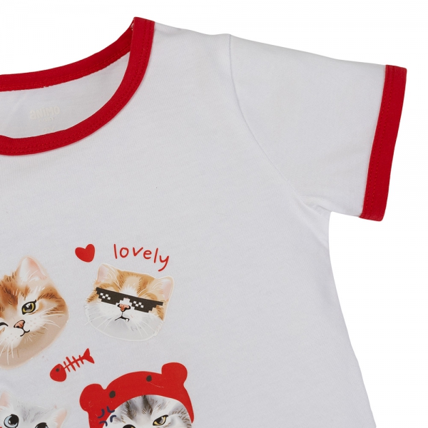 Bộ bé gái ngắn Animo Easy TX0325022 (1-4Y,Trắng-đỏ,TT02)