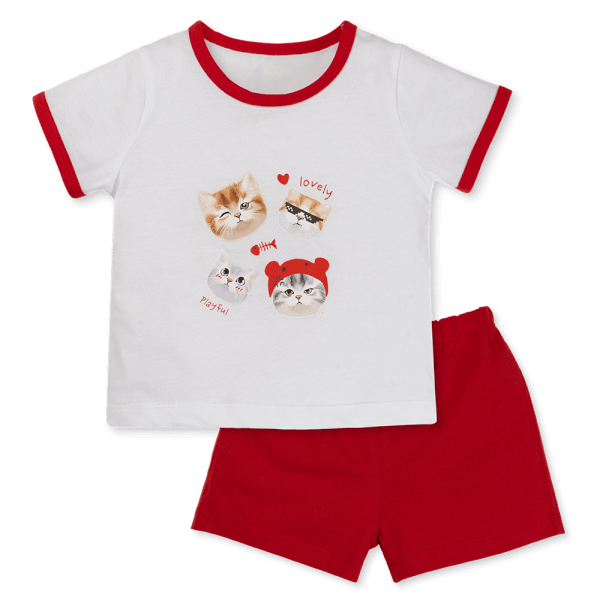 Bộ bé gái ngắn Animo Easy TX0325022 (1-4Y,Trắng-đỏ,TT02)