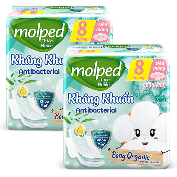 Combo 2 Băng vệ sinh Molped Kháng Khuẩn 8 miếng