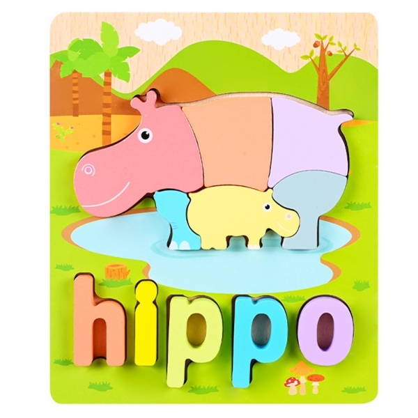 Miếng ghép gỗ hình con vật dễ thương kèm tên tiếng anh RFD638978 C412