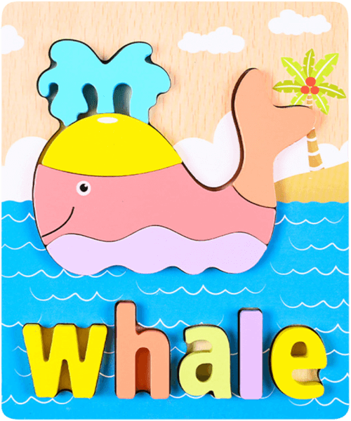 Miếng ghép gỗ hình con vật dễ thương kèm tên tiếng anh RFD638978 C412