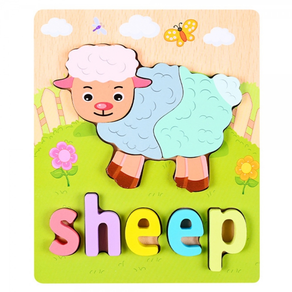 Miếng ghép gỗ hình con vật dễ thương kèm tên tiếng anh RFD638980 C412