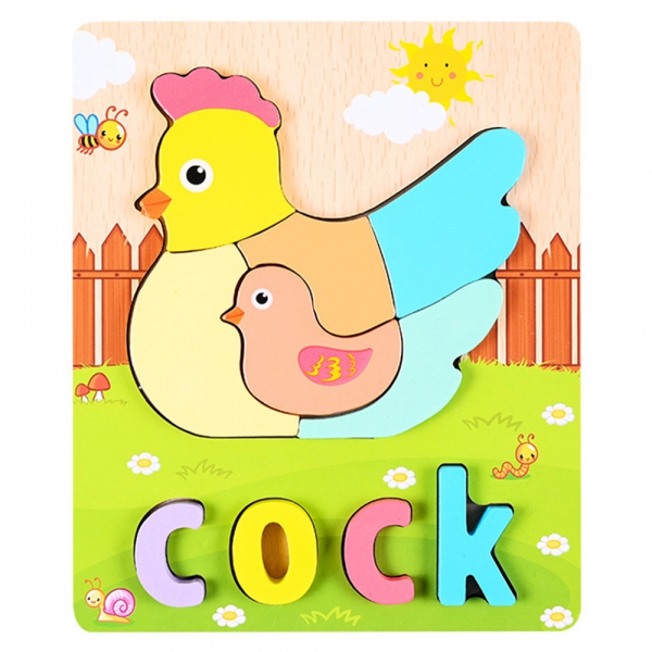 Miếng ghép gỗ hình con vật dễ thương kèm tên tiếng anh RFD638980 C412