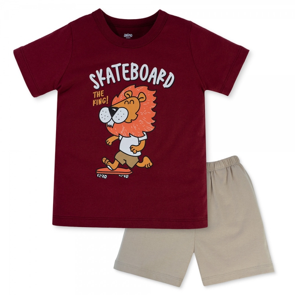 Bộ bé trai ngắn Animo Easy HN0325038 (1-4Y,Đỏ-be,DD02)