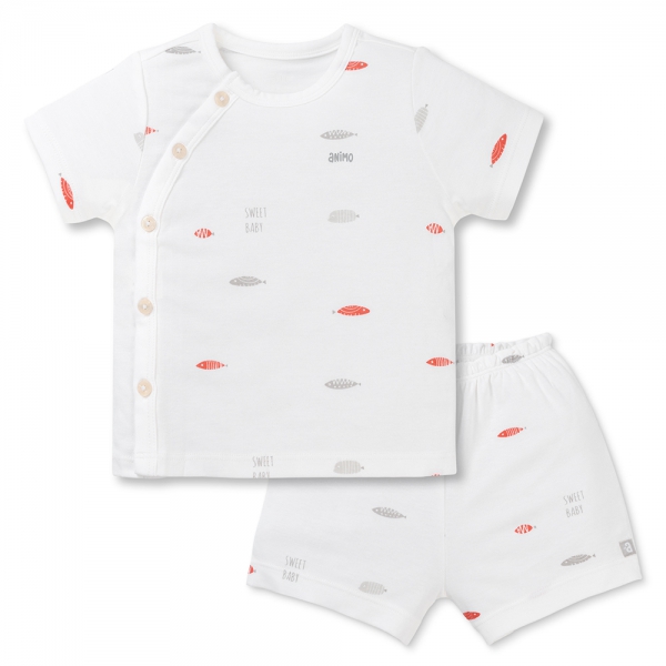 Bộ modal kháng khuẩn ngắn Animo HR VD0525062 (0-6M, Trắng)