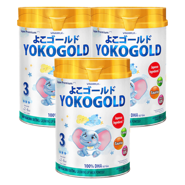 Combo 3 lon Sữa Vinamilk Yoko Gold 3 850g (2-6 tuổi)