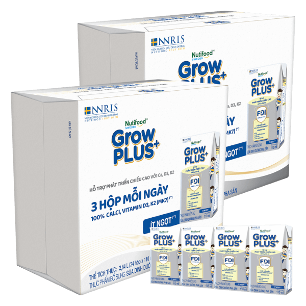 2 thùng Sữa dinh dưỡng pha sẵn GrowPLUS+ (Bạc) 110ml, lốc 4 hộp (Từ 1 tuổi)