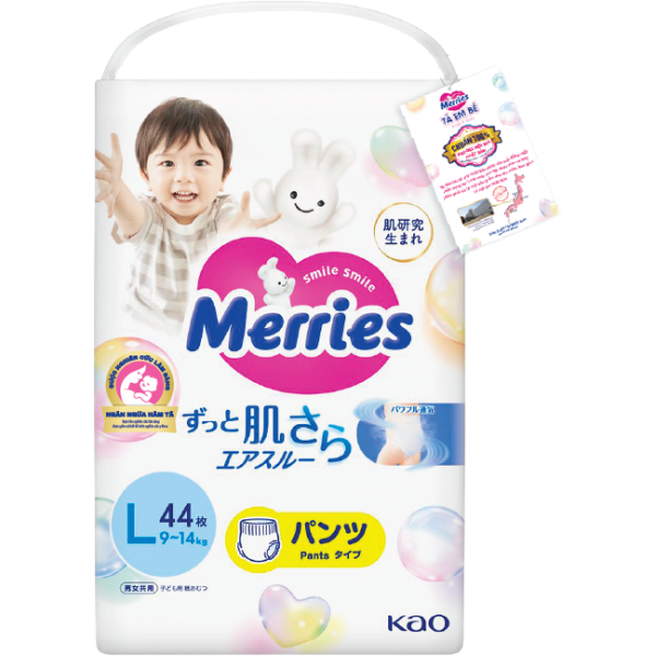 Tã quần Merries (L, 9-14kg, 44 miếng) (giao bao bì ngẫu nhiên)