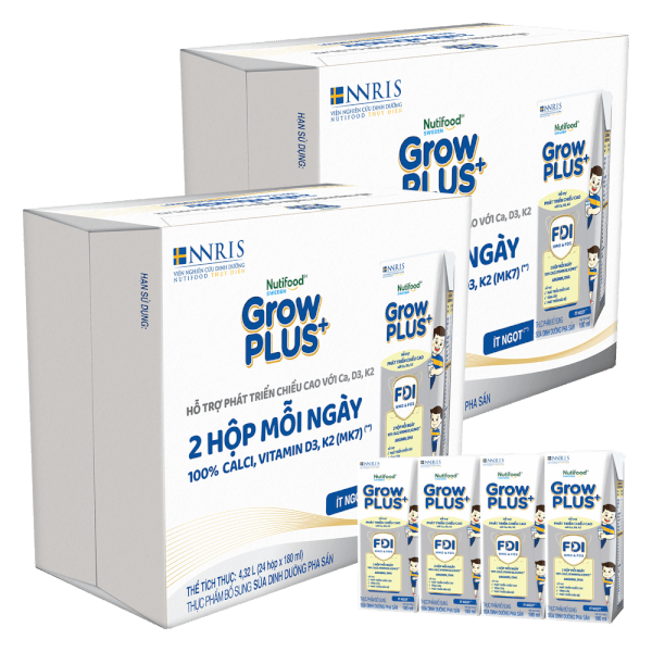 2 Thùng Sữa dinh dưỡng pha sẵn GrowPLUS+ (Bạc) 180ml, lốc 4 hộp (Từ 1 tuổi)