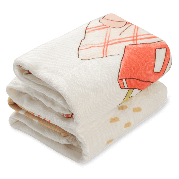 Set 2 Khăn tắm đa năng sợi tre in hình Animo  B2409_MN005 (110x110cm,Trắng,Giao hoạ tiết ngẫu nhiên)