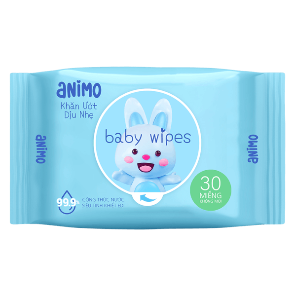 Khăn Ướt Dịu Nhẹ Animo không mùi (30 tờ)