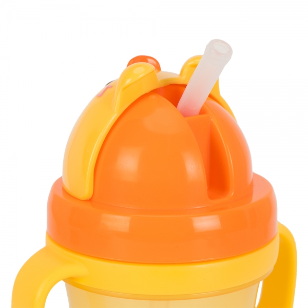 Bình tập uống ống hút chống tràn 3D Edison (300ml, vịt vàng)