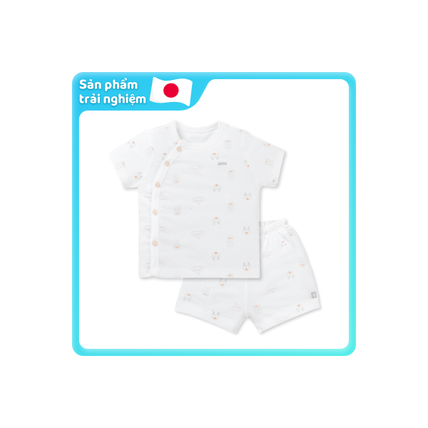 Bộ modal kháng khuẩn ngắn Animo HR VD0625010 (0-6M,Xám-trắng,NN06)