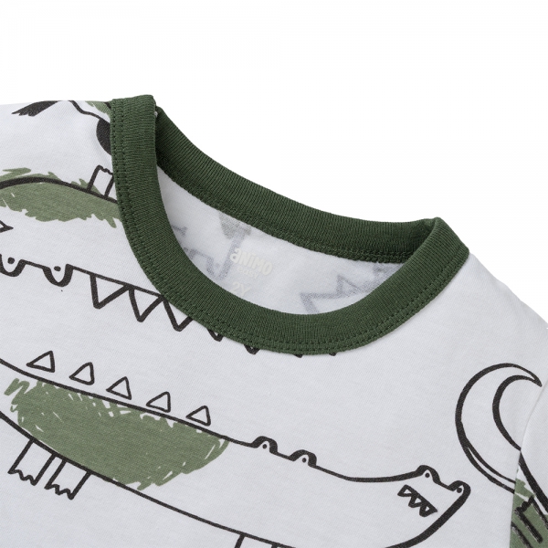 Bộ bé trai ngắn Animo Easy HN0425020 (1-4Y,Trắng-lá,TT04)