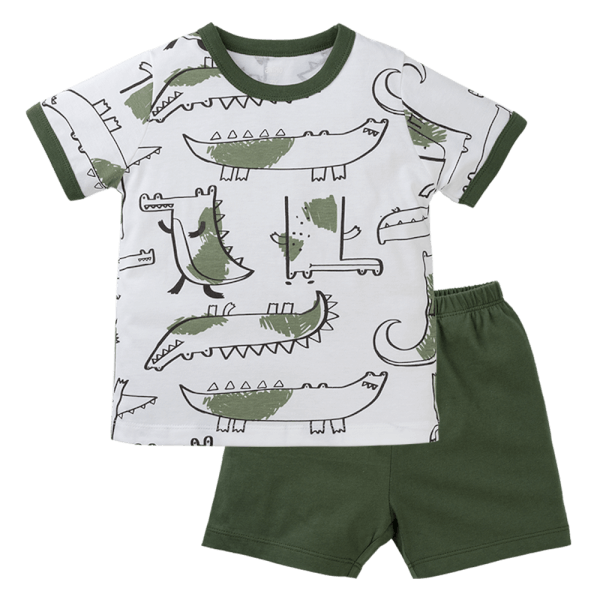 Bộ bé trai ngắn Animo Easy HN0425020 (1-4Y,Trắng-lá,TT04)