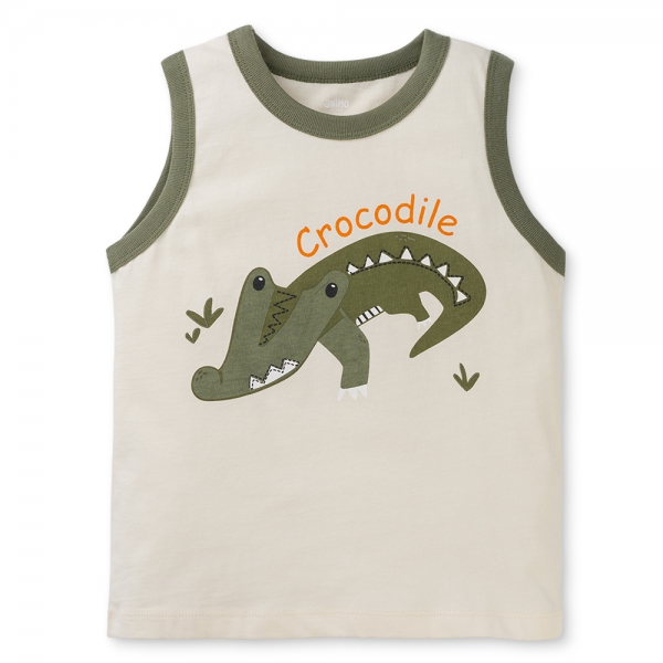 Bộ bé trai sát nách Animo Easy HN0425011 (1-4Y,Kem-lá,NN02)