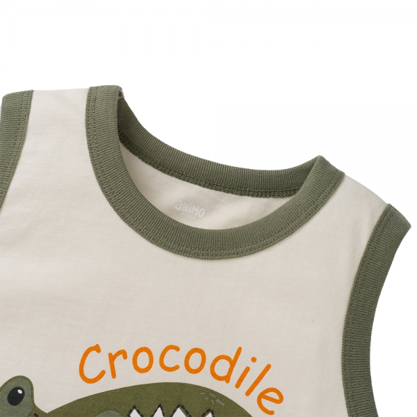 Bộ bé trai sát nách Animo Easy HN0425011 (1-4Y,Kem-lá,NN02)