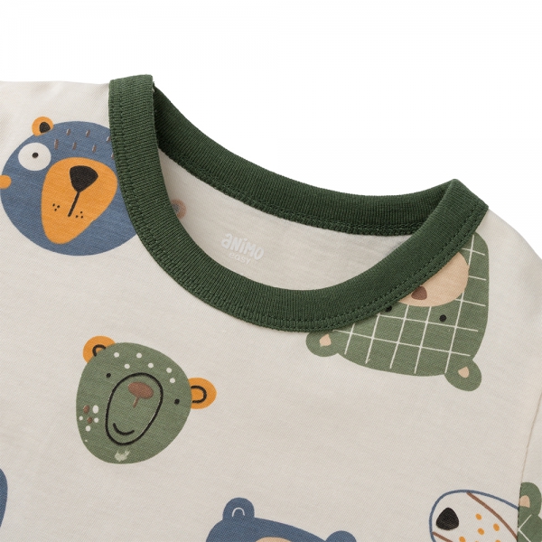 Bộ bé trai ngắn Animo Easy HN0425007 (1-4Y,Kem-lá,TT04)