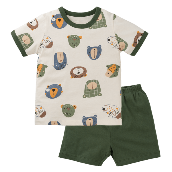 Bộ bé trai ngắn Animo Easy HN0425007 (1-4Y,Kem-lá,TT04)