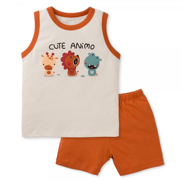 Bộ bé trai sát nách Animo Easy HN0425003 (1-4Y,Kem-cam,NN01)