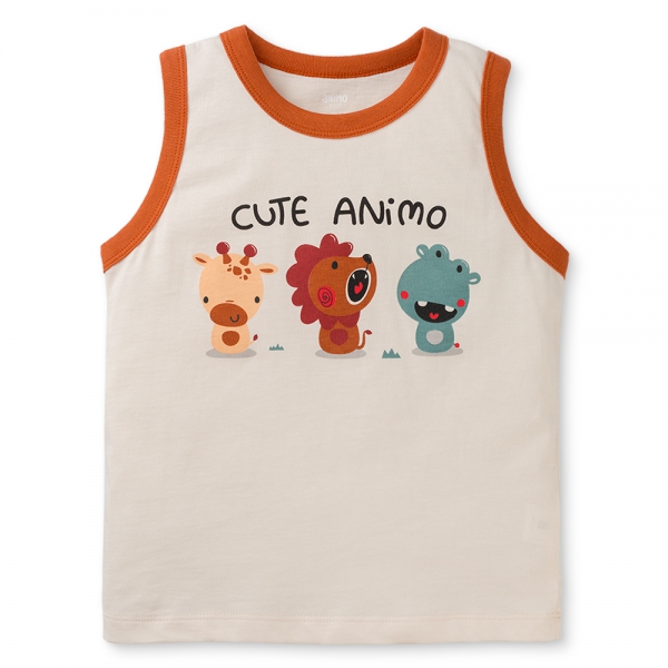 Bộ bé trai sát nách Animo Easy HN0425003 (1-4Y,Kem-cam,NN01)