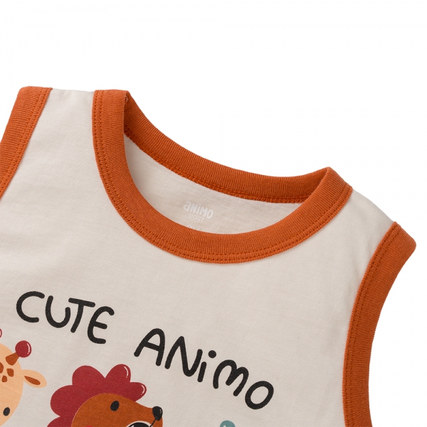 Bộ bé trai sát nách Animo Easy HN0425003 (1-4Y,Kem-cam,NN01)