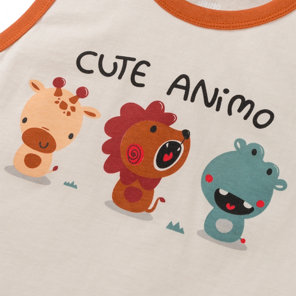 Bộ bé trai sát nách Animo Easy HN0425003 (1-4Y,Kem-cam,NN01)