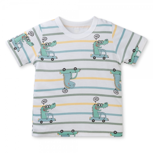 Bộ bé trai ngắn Animo Easy HN0325043 (1-4Y,Trắng-lá,TT04)