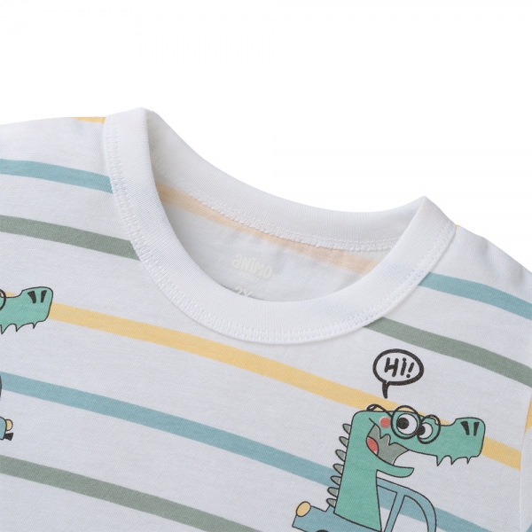 Bộ bé trai ngắn Animo Easy HN0325043 (1-4Y,Trắng-lá,TT04)