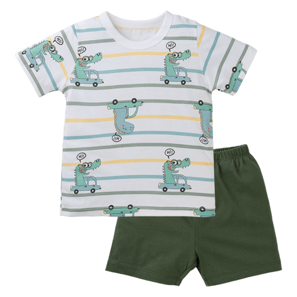 Bộ bé trai ngắn Animo Easy HN0325043 (1-4Y,Trắng-lá,TT04)