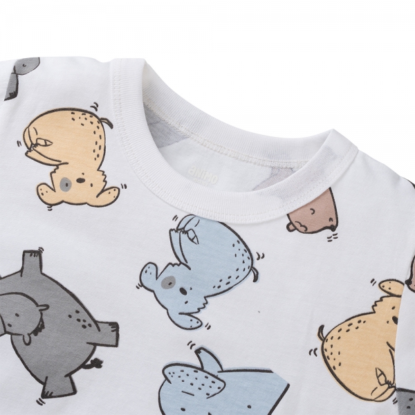 Bộ bé trai ngắn Animo Easy HN0425018 (1Y,Kem-xám,NN03)