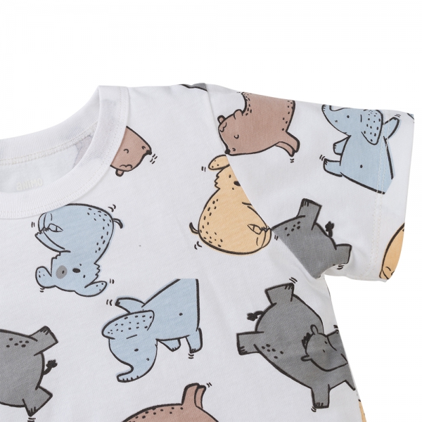 Bộ bé trai ngắn Animo Easy HN0425018 (1Y,Kem-xám,NN03)