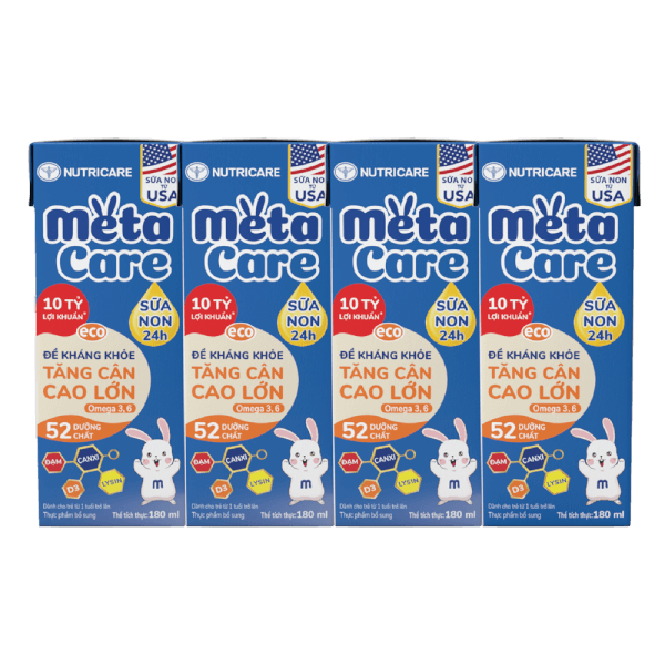 Sữa dinh dưỡng pha sẵn MetaCare Eco 180ml, Lốc 4 hộp (Từ 1 tuổi)