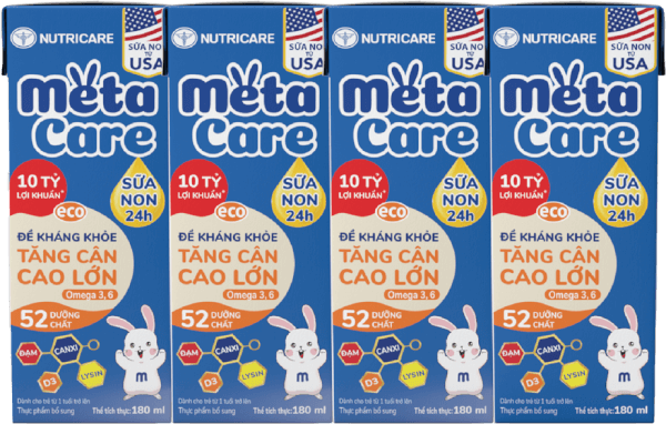 Sữa dinh dưỡng pha sẵn MetaCare Eco 180ml, Lốc 4 hộp (Từ 1 tuổi)
